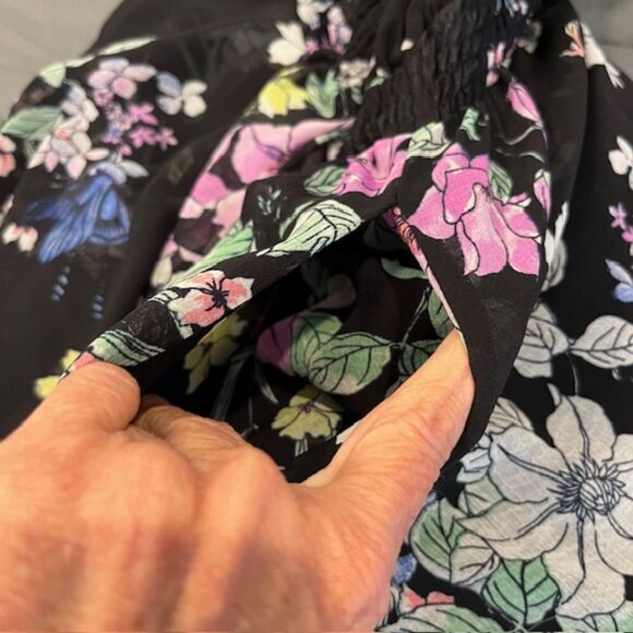 Great Jones Navy Floral Halter Maxi Dress Pockets Women's Size Medium - Picture 10 of 15